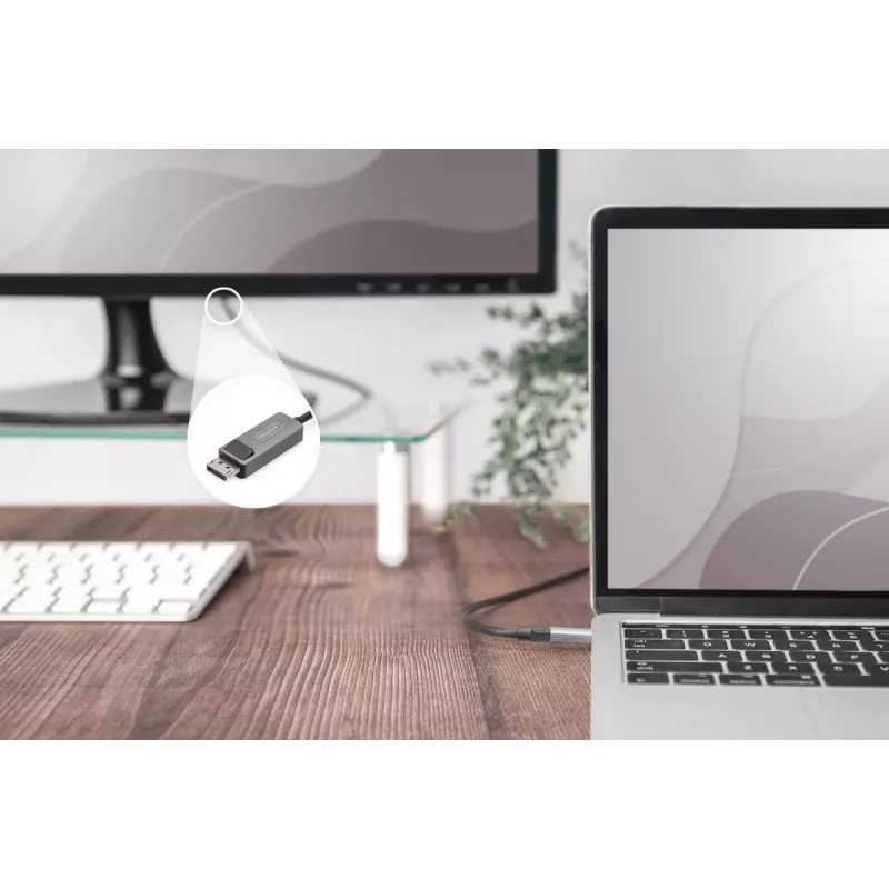 DIGITUS USB Type C auf DP Adapterkabel 8K@30Hz, HBR3, Alugehäuse, schwarz, 2m