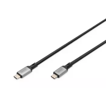 DIGITUS USB 4 Anschlusskabel. Typ C auf Typ C. Aluminiumgehäuse PP-Geflecht 4K@60Hz. PD3.0. 20Gbit/s. 3m. schwarz