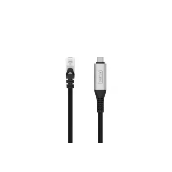 DIGITUS USB-C 3.2 Gen1 - RJ45 Ethernet-Kabel - CAT6a S/FTP Schwarz - 15m