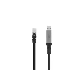 DIGITUS USB 3.2 Gen1 - RJ45 Ethernet-Kabel - CAT6a S/FTP Schwarz - 5m
