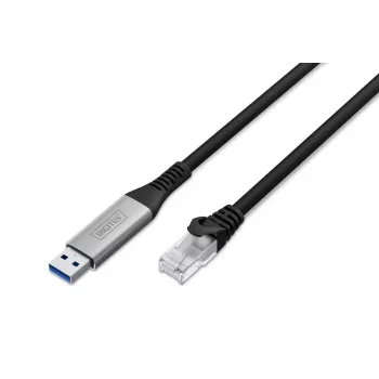 DIGITUS USB 3.2 Gen1 - RJ45 Ethernet-Kabel - CAT6a S/FTP Schwarz - 15m