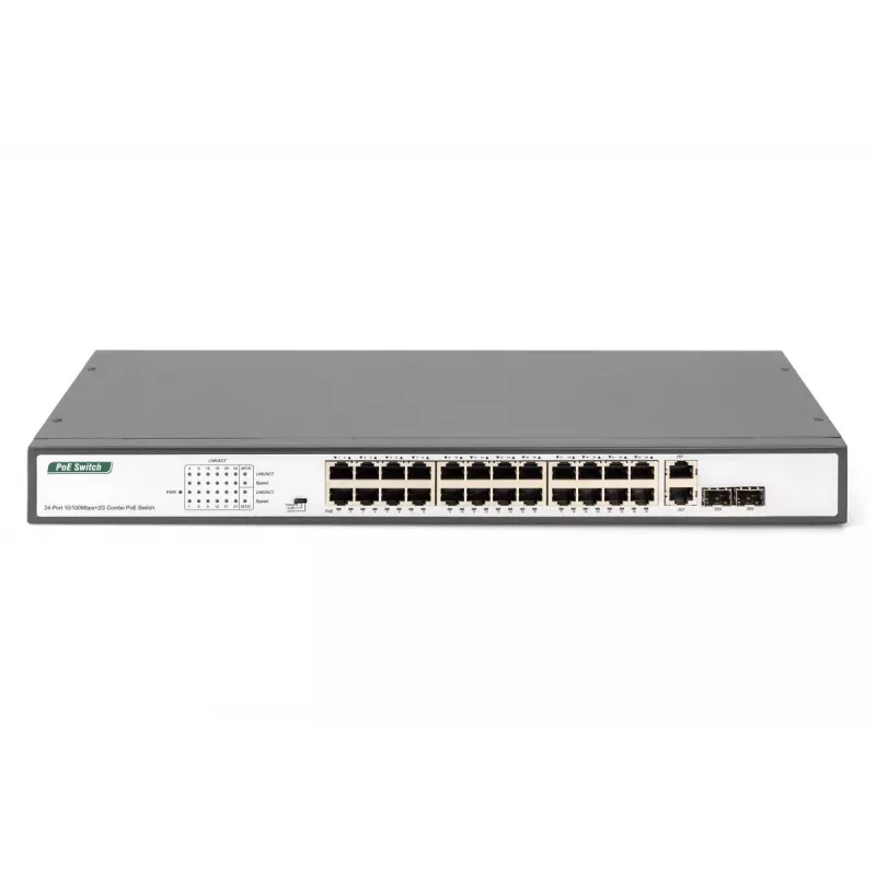 Digitus DN-95343 24-Port Fast-Ethernet-PoE-Switch, 2x Gigabit-Combo TP/SFP, 370 W