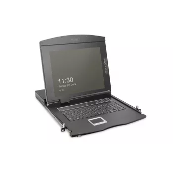 DIGITUS Modulare 43,2 cm (19 Zoll) HD TFT Konsole mit 1 Port VGA. RAL 9005 schwarz - GE Tastatur
