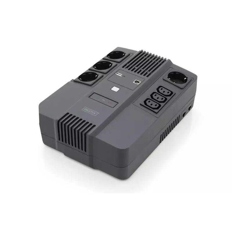 DIGITUS ALLINONE UPS 800VA/480W LED 12V 9AH 4XCEE 7/7 3XIEC C13 USB RJ45