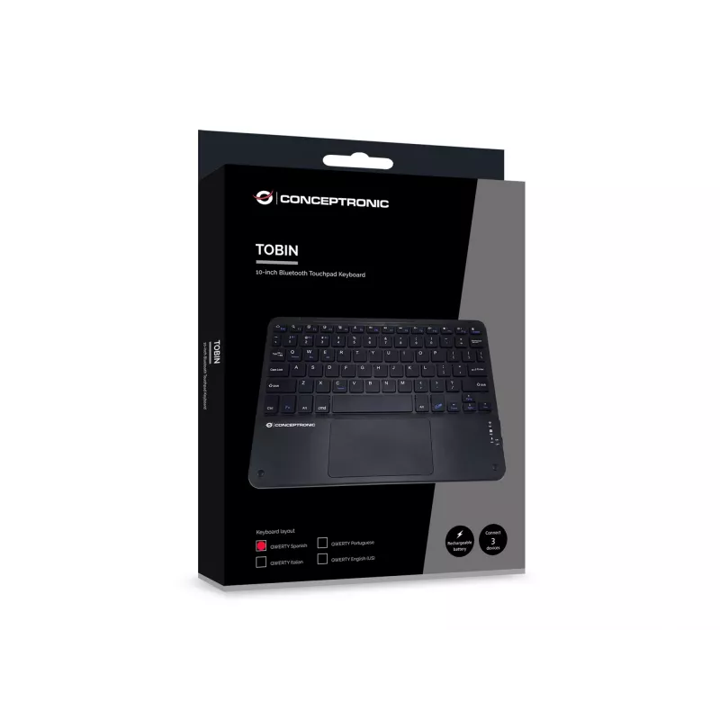 Conceptronic TOBIN01BES 10-Zoll Bluetooth Touchpad-Tastatur, QWERTY Spanisch