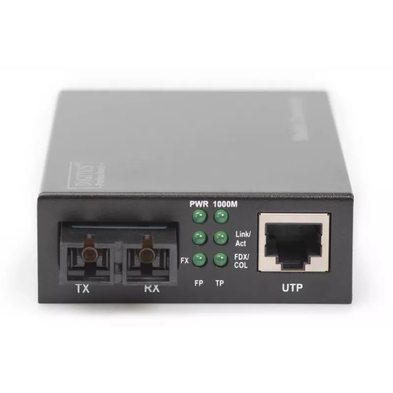 DIGITUS DN-82120-1 Gigabit Medienkonverter, Multimode, 10/100/1000Base-T auf 1000Base-SX, RJ45 / SC, 850 nm, bis 0,5 km