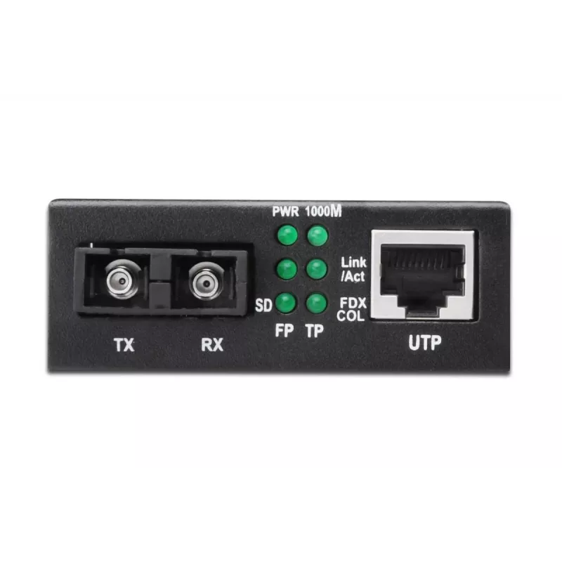 DIGITUS DN-82120-1 Gigabit Medienkonverter, Multimode, 10/100/1000Base-T auf 1000Base-SX, RJ45 / SC, 850 nm, bis 0,5 km