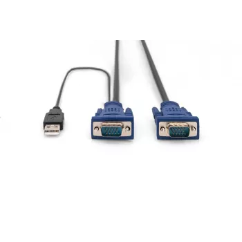 DIGITUS KVM-Kabelsatz, VGA, PS/2-Maus, PS/2-Tastatur, USB HD DB15/M, 2xMiniDIN6/M, USB Typ-A/M – HD DB15/M schwarz, 1,8 m