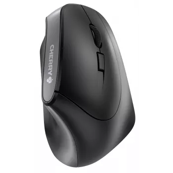 CHERRY MW 4500 Kabellose 45-Grad-Maus, Schwarz, USB, Rechtshänder, Vertikales Design, Optisch, RF Wireless, 1200 DPI, Schwarz