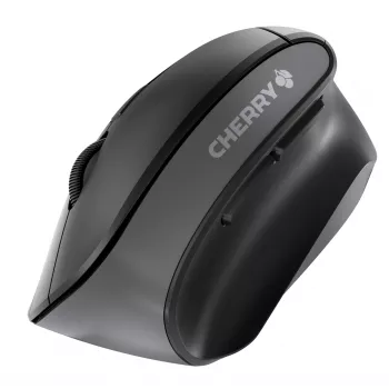 CHERRY MW 4500 Kabellose 45-Grad-Maus, Schwarz, USB, Rechtshänder, Vertikales Design, Optisch, RF Wireless, 1200 DPI, Schwarz