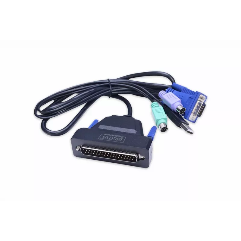DIGITUS Modularisierte 48,3 cm (19 Zoll) TFT-Konsole mit 1-Port KVM, RAL 9005 schwarz - Qwerty US
