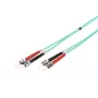 DIGITUS Glasfaser-Patchkabel, ST zu ST Multimode 50/125 µ, Duplex Länge 10 m, Klasse OM3