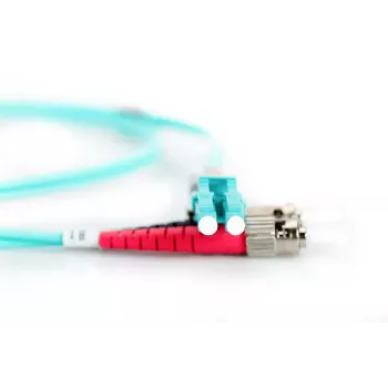 DIGITUS Glasfaser-Patchkabel, LC auf ST Multimode 50/125 µ, Duplex Länge 3m Klasse OM3
