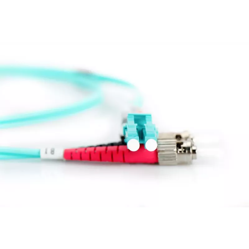 DIGITUS Glasfaser-Patchkabel, LC auf ST Multimode 50/125 µ, Duplex Länge 5m Klasse OM3
