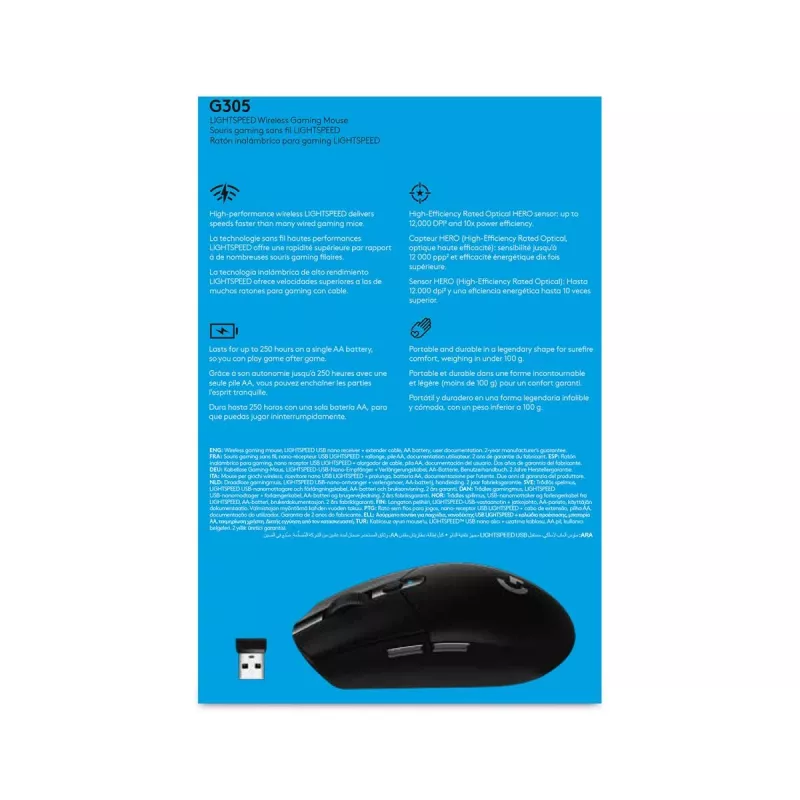 Logitech G305 Lightspeed kabellose Gaming-Maus, Schwarz