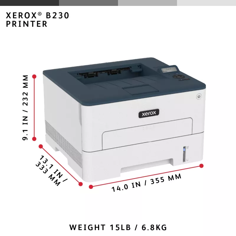 Xerox B230 A4 34ppm Wireless Duplex Drucker PCL5e/6 2 Papierfächer insgesamt 251 Blatt