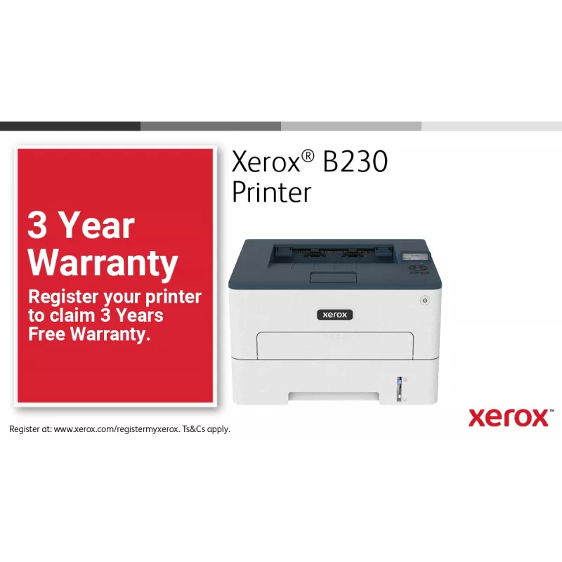 Xerox B230 A4 34ppm Wireless Duplex Drucker PCL5e/6 2 Papierfächer insgesamt 251 Blatt
