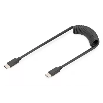 DIGITUS USB - Typ C auf USB - Typ C Spiralkabel, TPU USB 2.0, PD60W Max; 1m