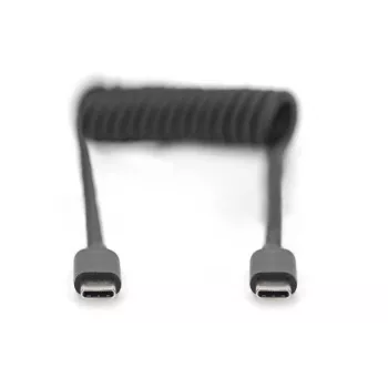 DIGITUS USB - Typ C auf USB - Typ C Spiralkabel, TPU USB 2.0, PD60W Max; 1m