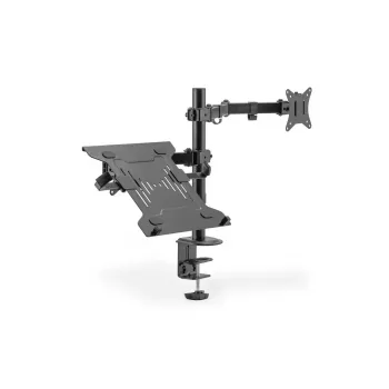DIGITUS Monitorarm mit Notebook-Halterung 17-32 Zoll, 9 kg max. – Tischklemme oder Tülldurchführung