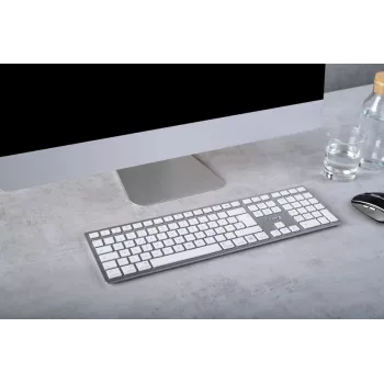 CHERRY KW 9100 schlank FOR MAC Tastatur Universal USB + Bluetooth QWERTZ Deutsch Silber