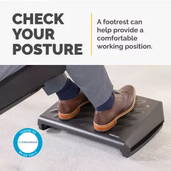 Fellowes Fußstütze unter dem Schreibtisch - Breyta Fußauflage ergonomische Fußstütze mit strukturierter Oberfläche - Fußstützen-Hocker für Büro & Zuhause - Schwarz