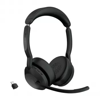 Jabra Evolve2 55 - Link380c UC Stereo, Wireless, Office/Call Center, 20 - 20000 Hz, 130 g, Headset, Schwarz