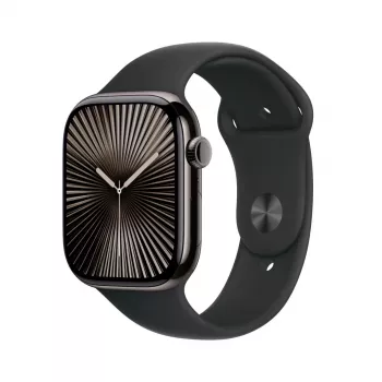 APPLE Watch Series 10 GPS + Cellular 46mm Schiefer-Titangehäuse mit schwarzem Sportarmband - M/L