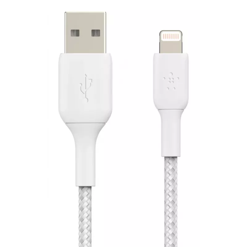 BELKIN Lightning-auf-USB-A-Kabel, geflochten, 1 m, Weiß