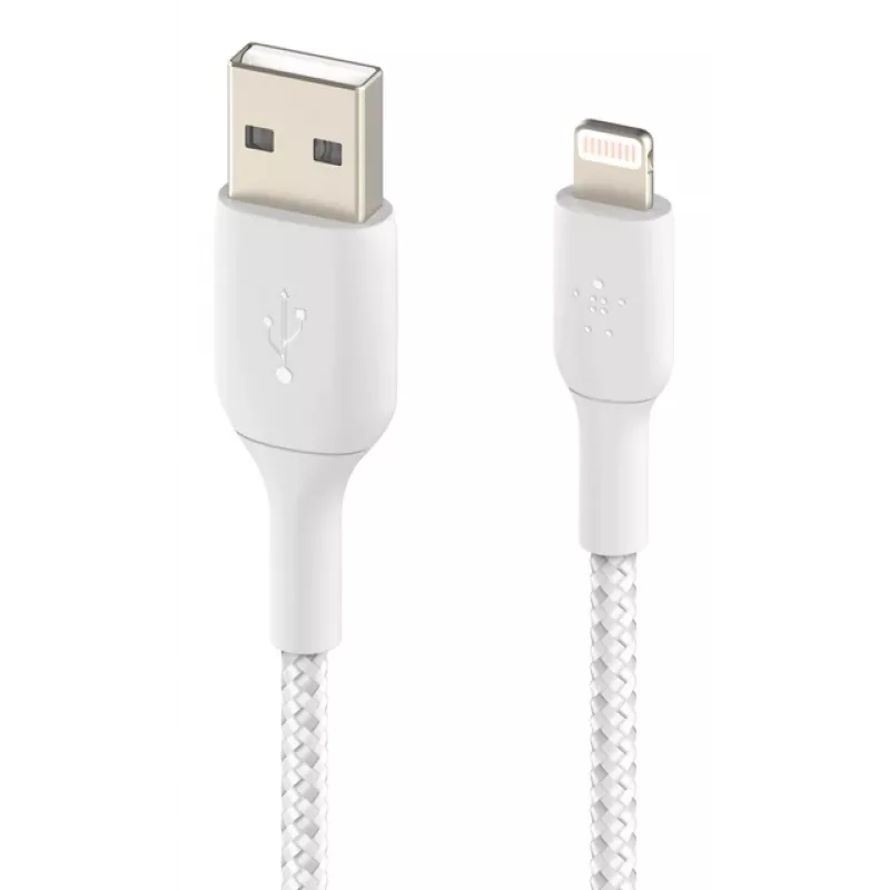 BELKIN Lightning-auf-USB-A-Kabel, geflochten, 1 m, Weiß