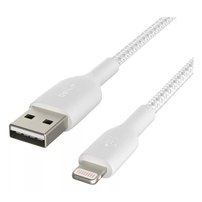 BELKIN Lightning-auf-USB-A-Kabel, geflochten, 1 m, Weiß