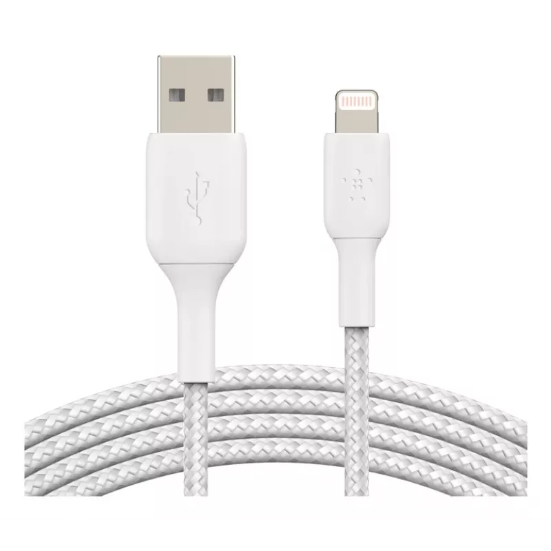BELKIN Lightning auf USB-A Kabel Geflecht 2m Weiß
