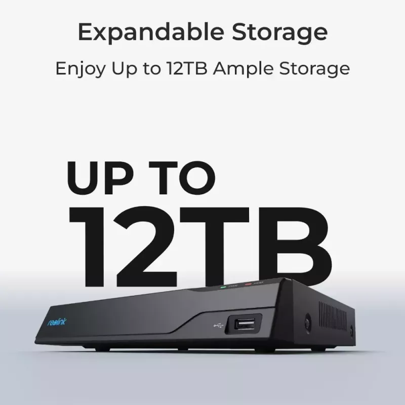 Reolink NVS8-8MB4 (PS4KB01-8) PoE-Videoüberwachungsset, 8-Kanal-NVR mit 2 TB HDD + 4 Kameras, 8 MP 4K (3840x2160)