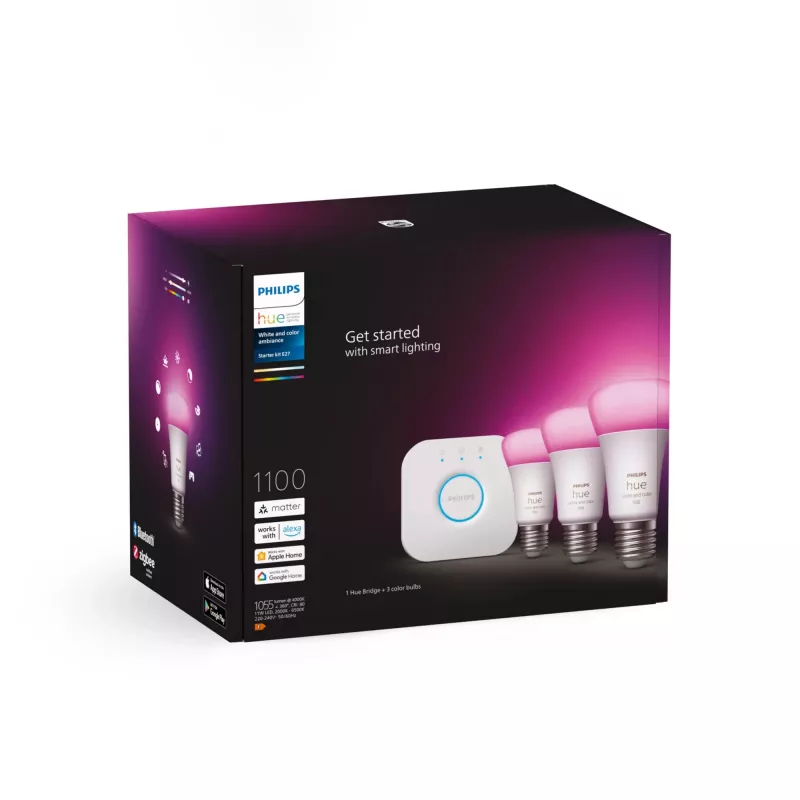Smart-Beleuchtungs-Starterkit Philips Hue White and Colour Ambiance E27 Bluetooth Zigbee