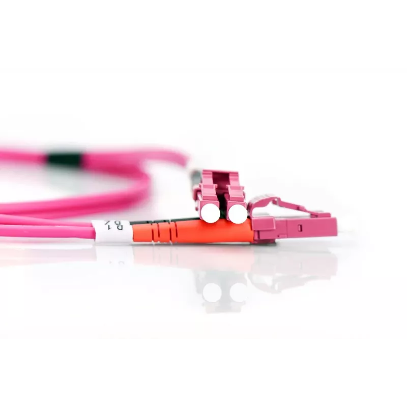 DIGITUS Glasfaser-Patchkabel, LC zu LC Multimode OM4 – 50/125 µ, Duplex, Farbe RAL4003, Länge 5 m