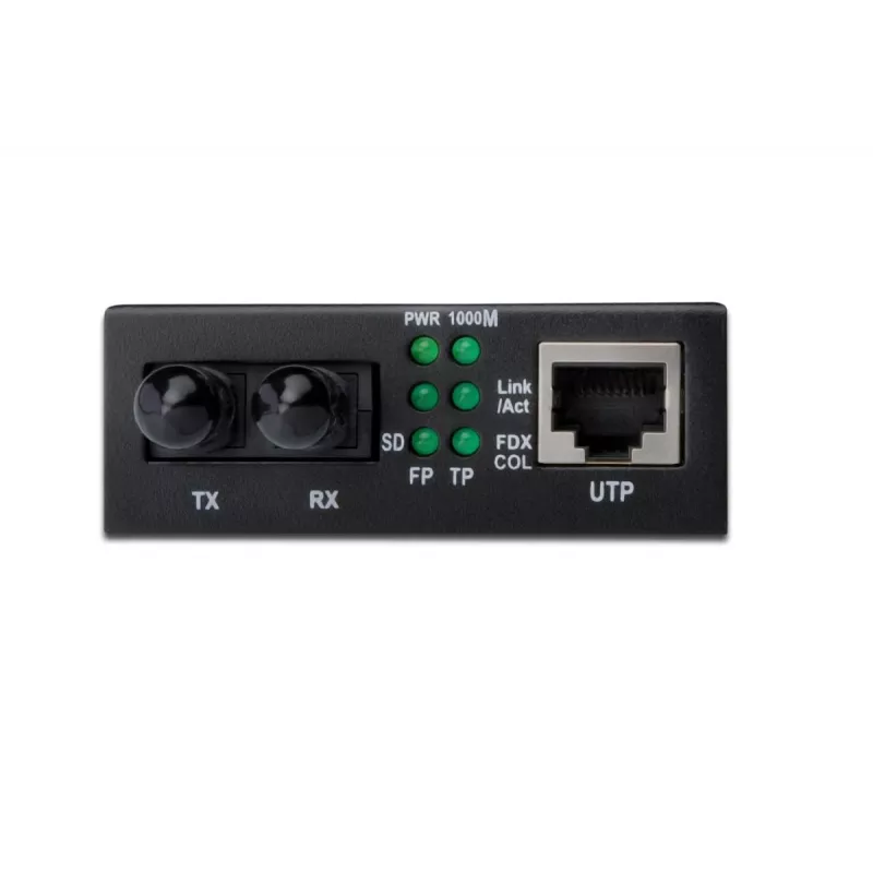 DIGITUS DN-82110-1 Gigabit Medienkonverter, Multimode 10/100/1000Base-T auf 1000Base-SX, RJ45 auf ST, 850 nm, bis zu 0,5 km