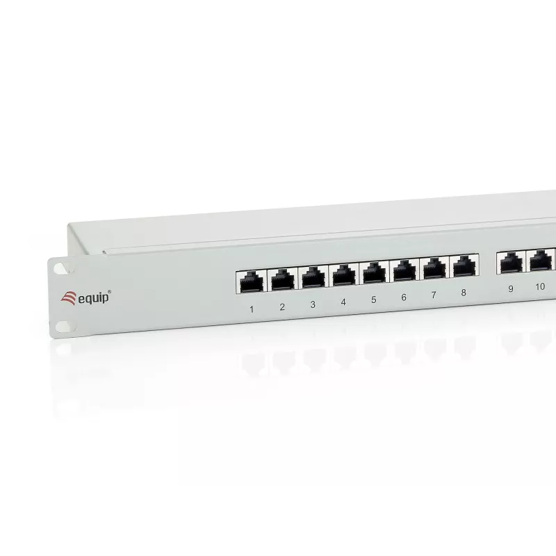 Equip 16-Port Cat.6 Shielded Patch Panel, Hellgrau, RJ-45, Gold, Cat6, Rackmontage, 1U, Grau