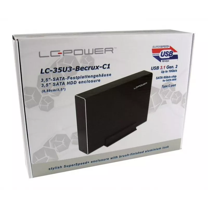 LC-Power LC-35U3-Becrux Externes 3,5-Zoll-SATA-Festplattengehäuse, USB 3.0, Aluminium, Schwarz
