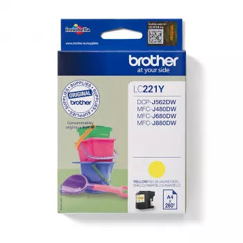 Brother LC221Y Tintenpatrone, 1 Stk. Original Gelb