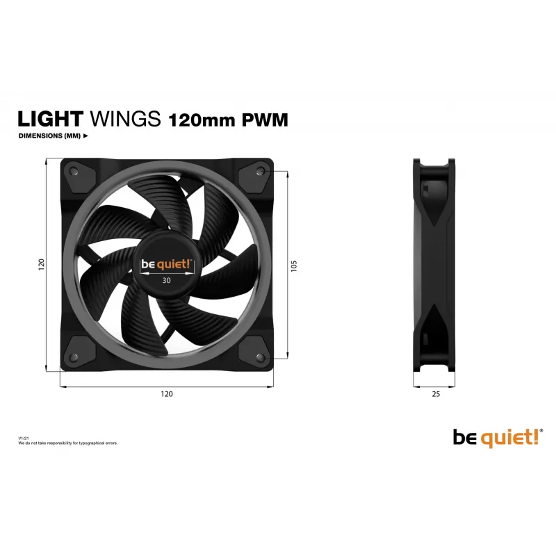 be quiet Light Wings 120mm ARGB PWM Lüfter Schwarz 3er-Pack