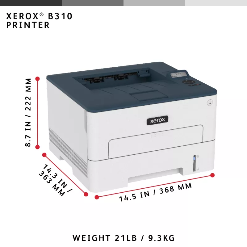 Xerox B310 A4 40ppm Wireless Duplex Printer PS3 PCL5e/6 2 Trays Total 350 Sheets