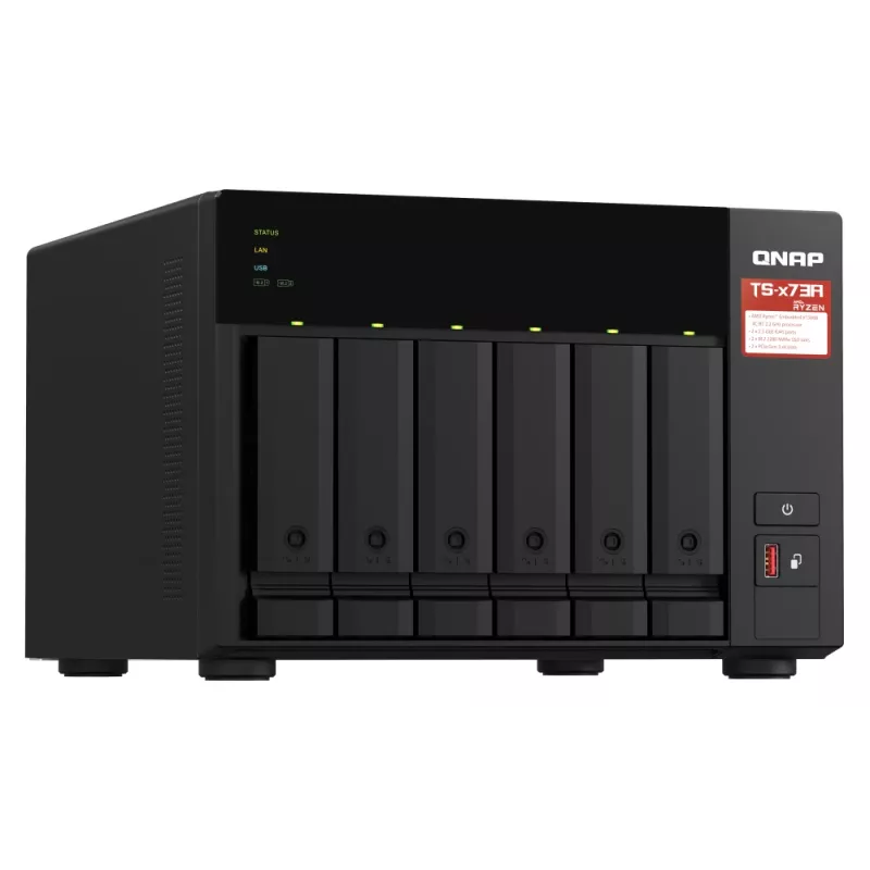 QNAP TS-673A-SW5T NAS/Storage-Server Tower Ryzen Embedded V1500B 8 GB DDR4 0 TB QNAP QTS Schwarz