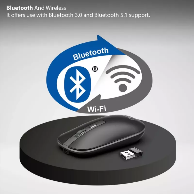 Inca IWM-531RA kabellose und Bluetooth-Maus, 1600 DPI, 4D-Taste, leise, Anthrazit