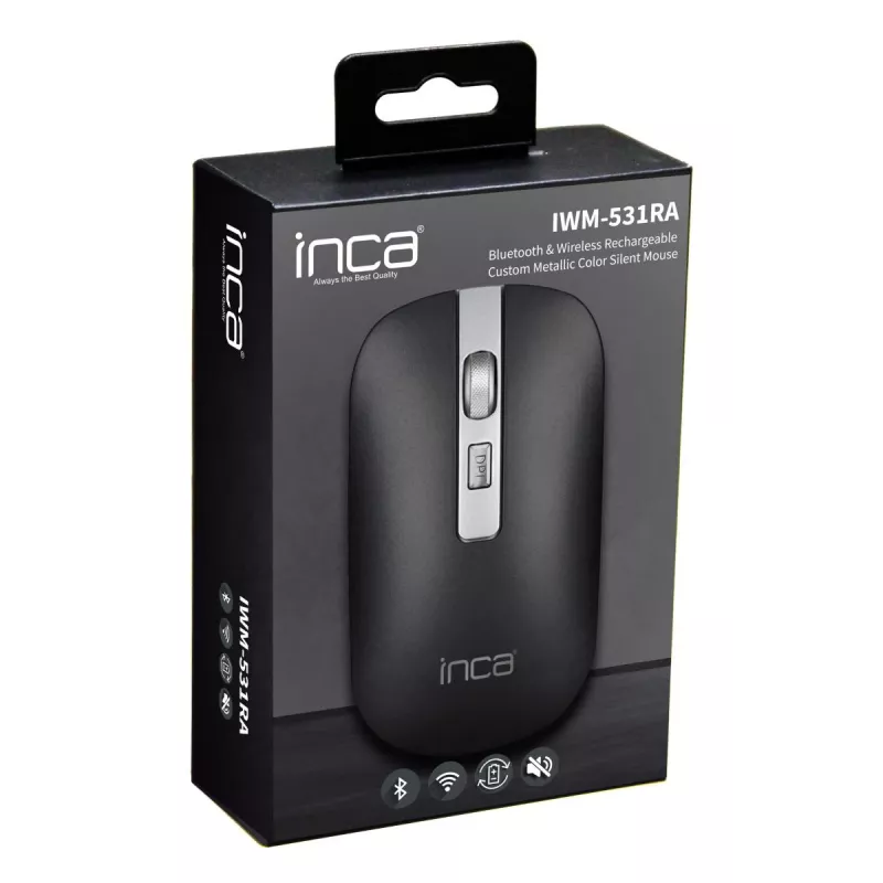 Inca IWM-531RA kabellose und Bluetooth-Maus, 1600 DPI, 4D-Taste, leise, Anthrazit