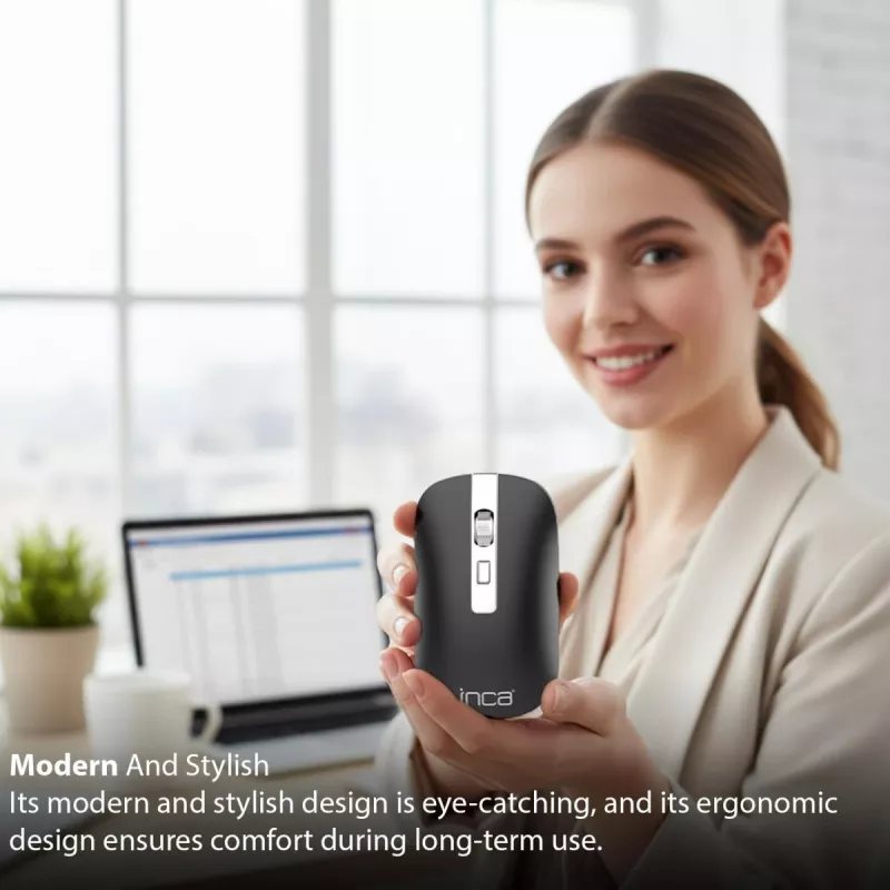 Inca IWM-531RA kabellose und Bluetooth-Maus, 1600 DPI, 4D-Taste, leise, Anthrazit