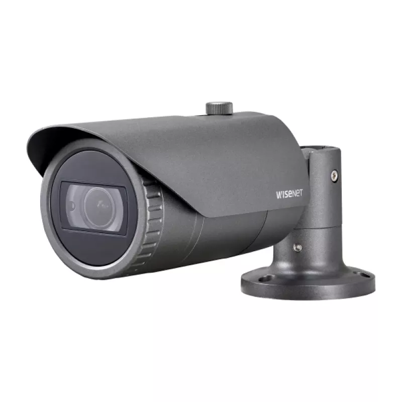 Hanwha Vision QNO-7082R WiseNet Q Outdoor-IP-Bullet-Kamera, 4 MP, 3,2–10 mm, 3,1-fach optischer Zoom, Tag/Nacht, grau