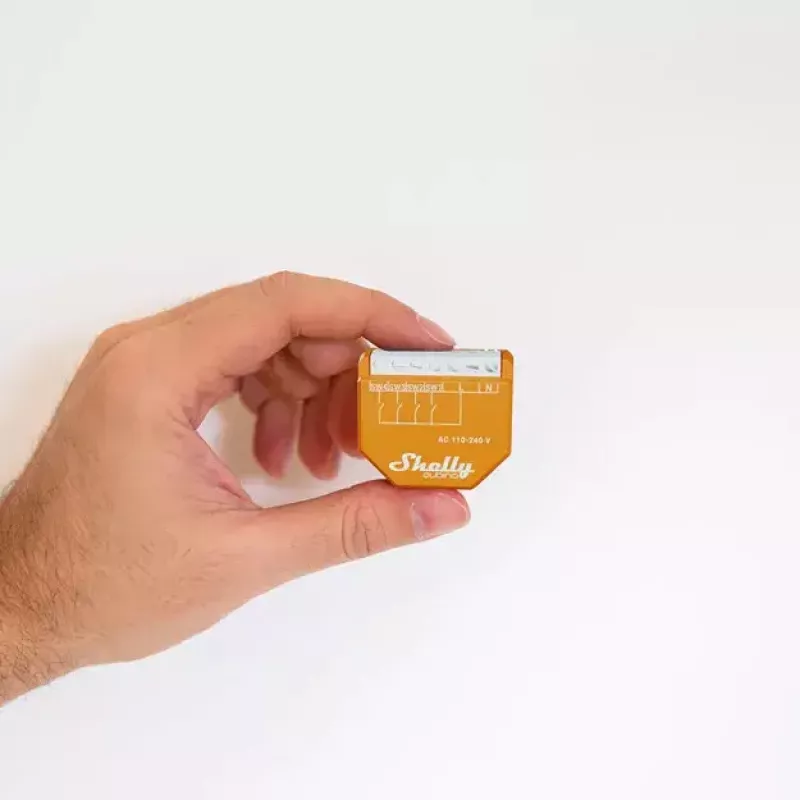Smart-Schalter Shelly Qubino Wave i4 — kabelloser Szenencontroller 110–240 V, 16 A, 50/60 Hz, orange