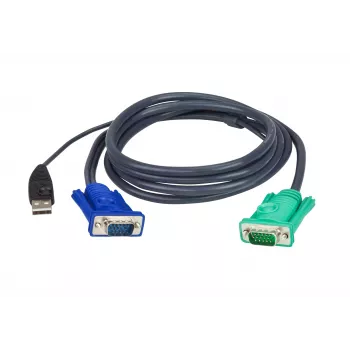 ATEN USB KVM-Kabel 5m, 5 m, VGA, Schwarz, HDB-15 + USB A, SPHD-15, Male