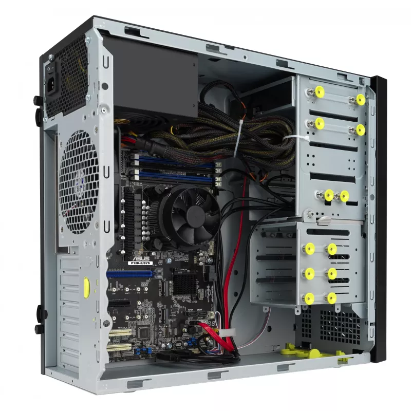 Tower-Gehäuse ASUS TS100-E11-PI4, schwarz, mit Intel-C256-Chipsatz, LGA-1200-Unterstützung, 300-W-Netzteil