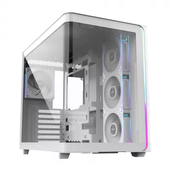 FSP M580-WP Plus Gehäuse Midi-Tower mITX, mATX Weiß ARGB, Midi-Tower, PC, Weiß, ATX, micro ATX, Mini-ITX, Glas, SPCC, 16 cm